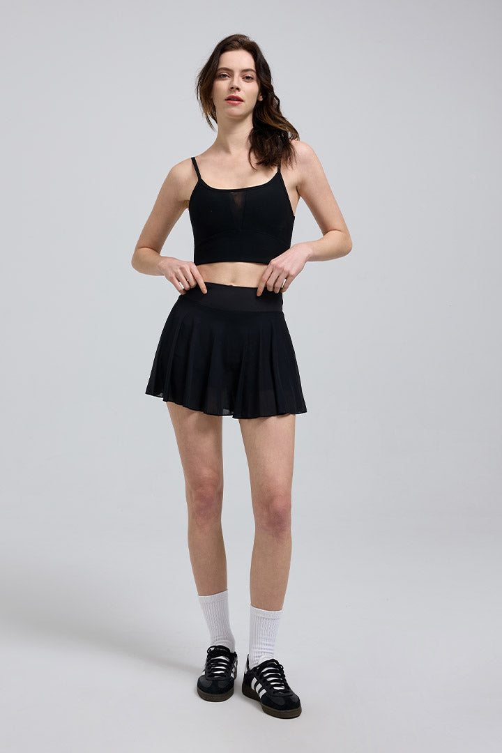 Sheer Mesh Pleated Skirt - SALTUM SPORTS