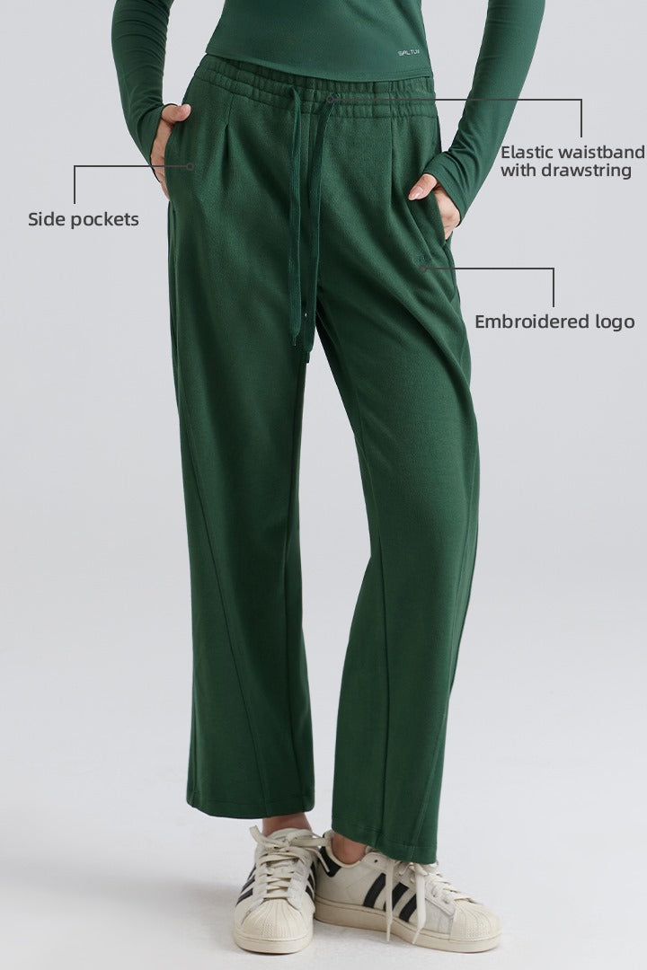 Green Drawstring Lounge Pants with side pockets