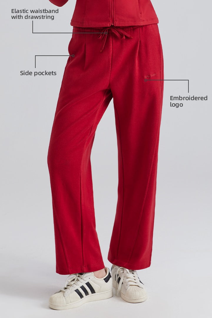Saltum Red Straight Leg Pants with side pockets