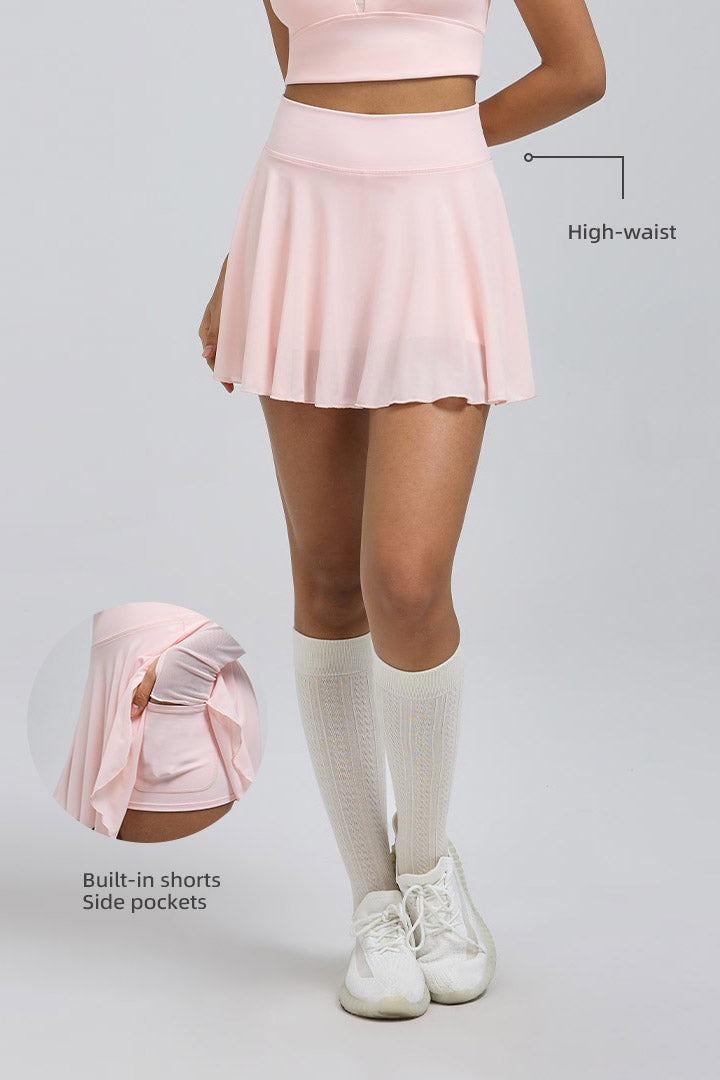 Sheer Mesh Pleated Skirt - SALTUM SPORTS