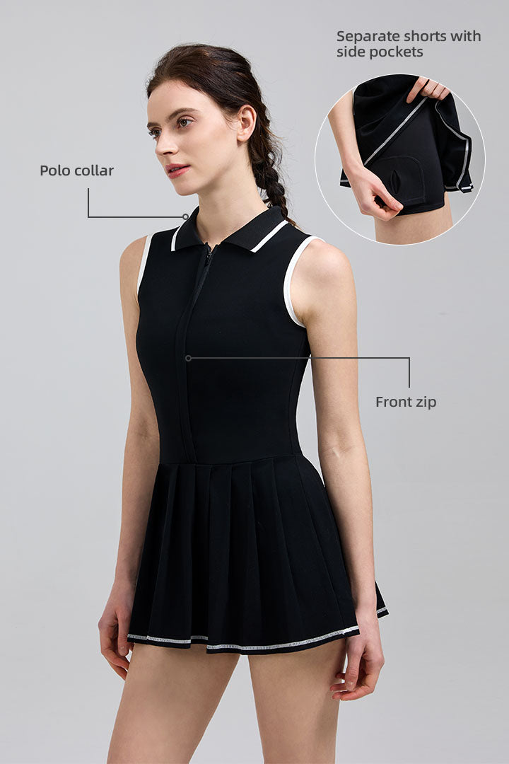 FlexEase™ Tennis Polo Dress Golf Polo Dress Seperated Shorts - SALTUM